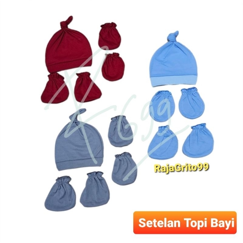 Setelan Topi Bayi Katun + Sarung Tangan Kaki Bayi / Set Topi STK - Sarung Tangan kaki Bayi Newborn