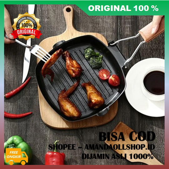 Grill Pan PancI Panggang Multifungsi Panci Panggang BBQ Teflon Wajan Serbaguna 100% ASLI