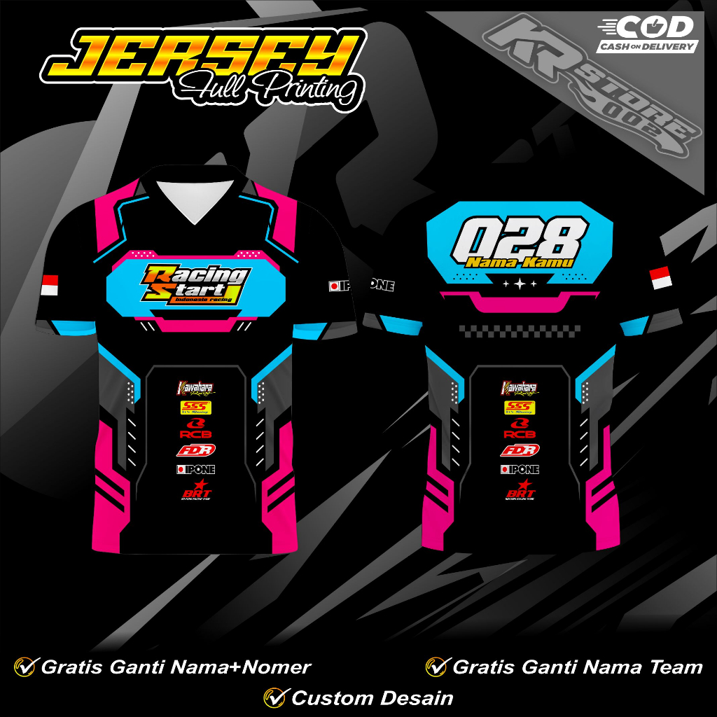 Jersey Custom Full Print Satuan Kaos Racing Start Bisa Custom Satuan Full Printing