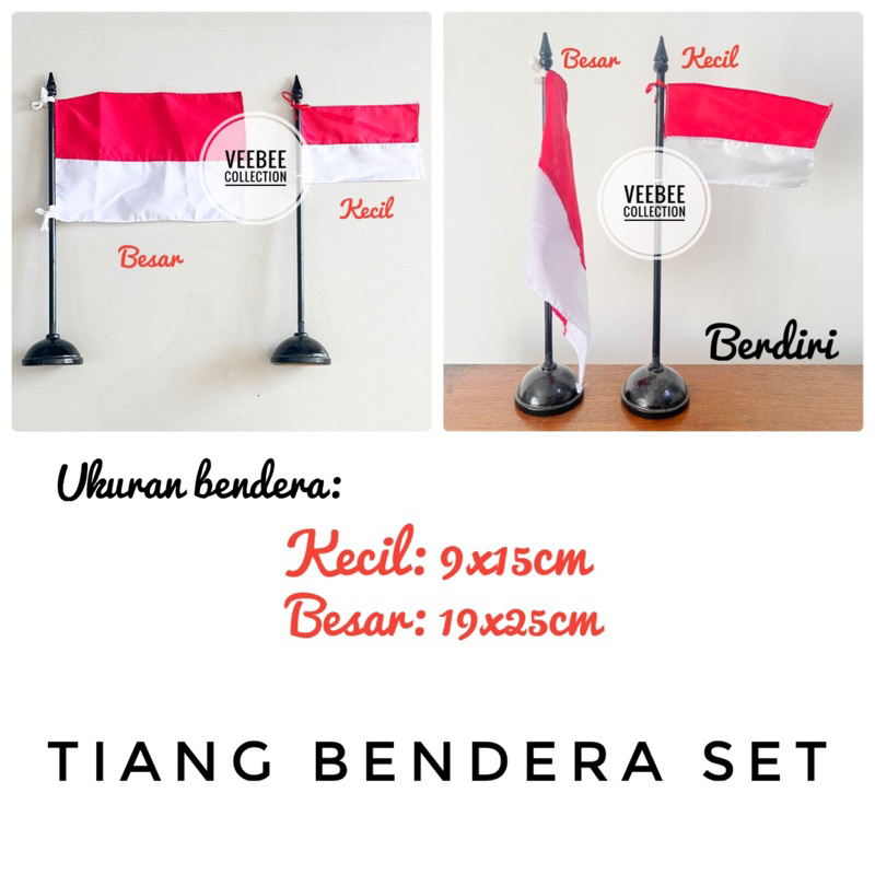 Bendera Meja Set Merah Putih/ Tiang Bendera Meja Merah Putih dirgahayu