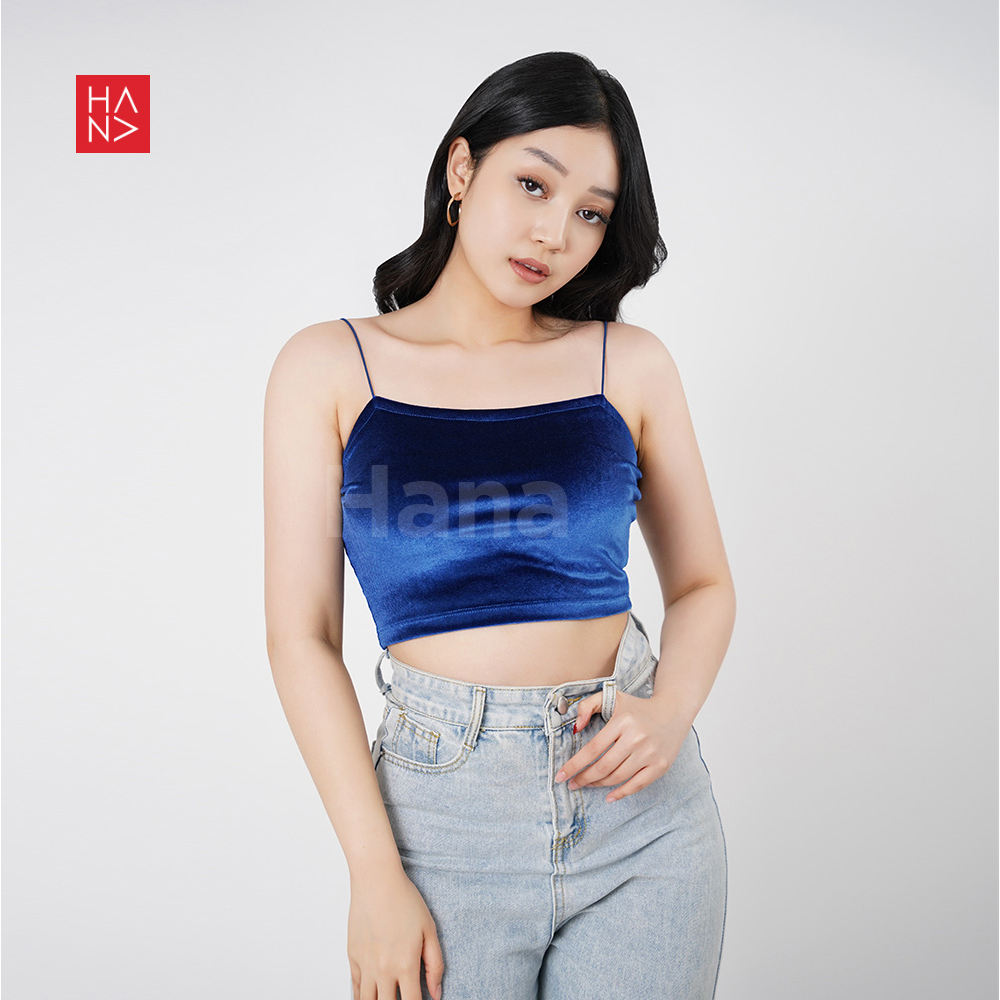 HanaFashion JKT- Michelle Velvet Crop Tank Top  Atasan Murah Wanita - TT094