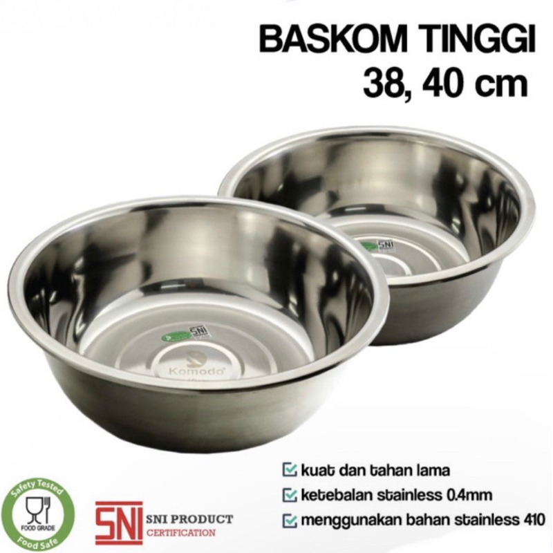 2 Pcs Baskom jumbo Stainless | Mixing Bowl Komodo