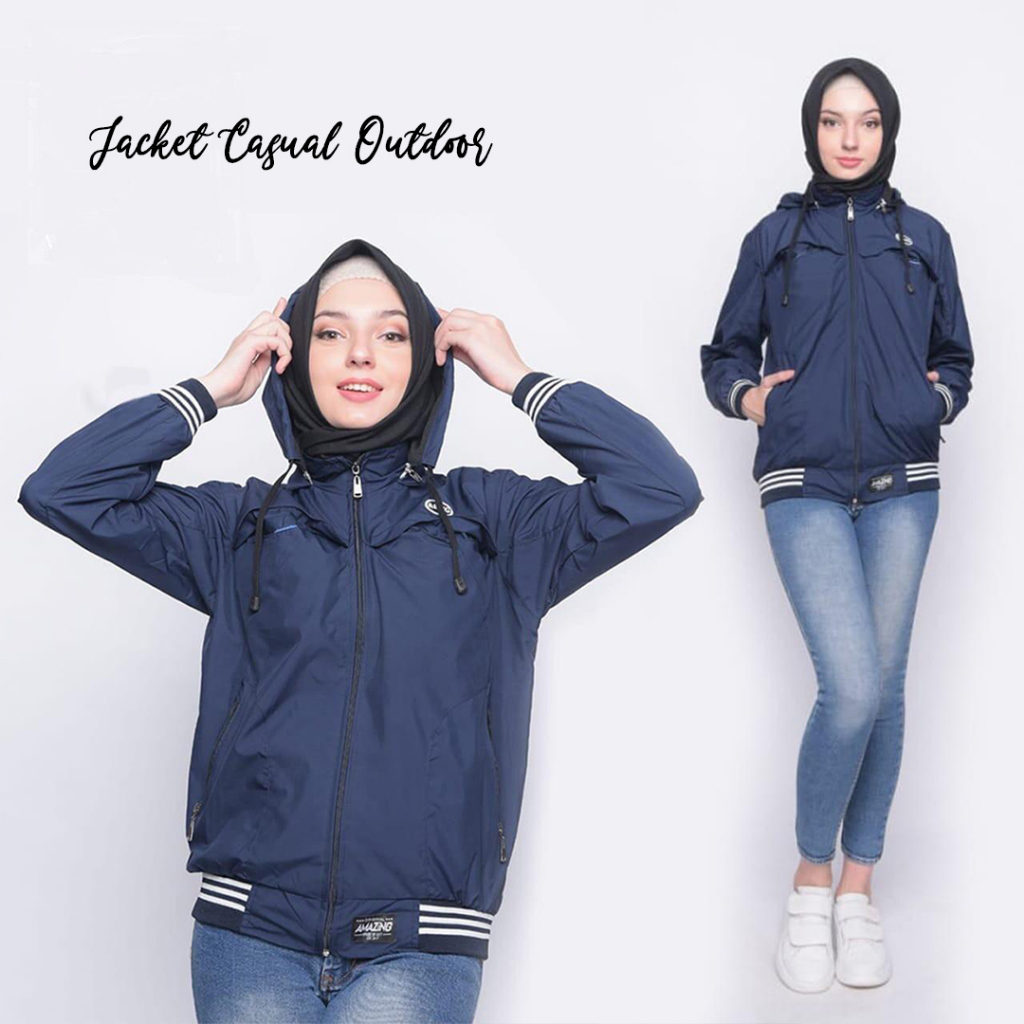 Justrue Jaket Wanita Polos Navy