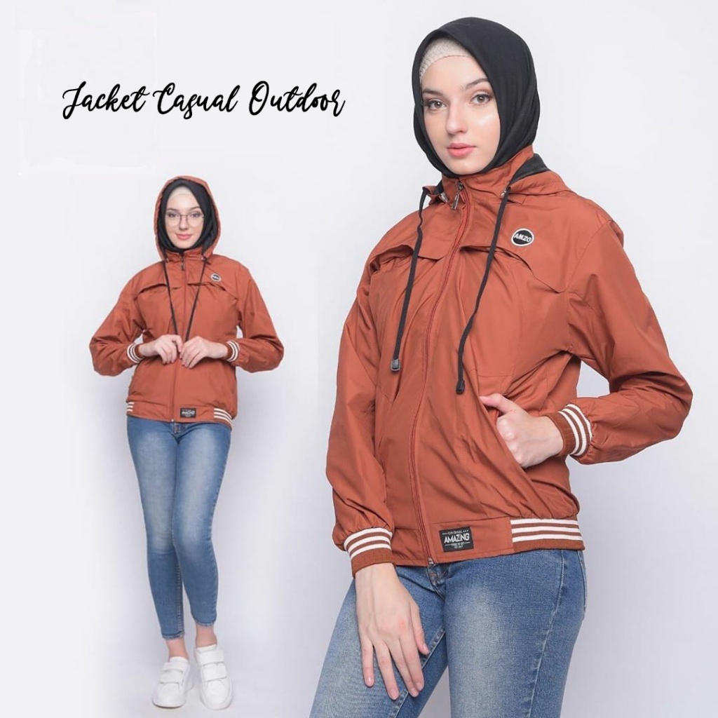 Justrue Jaket Wanita Polos Orange