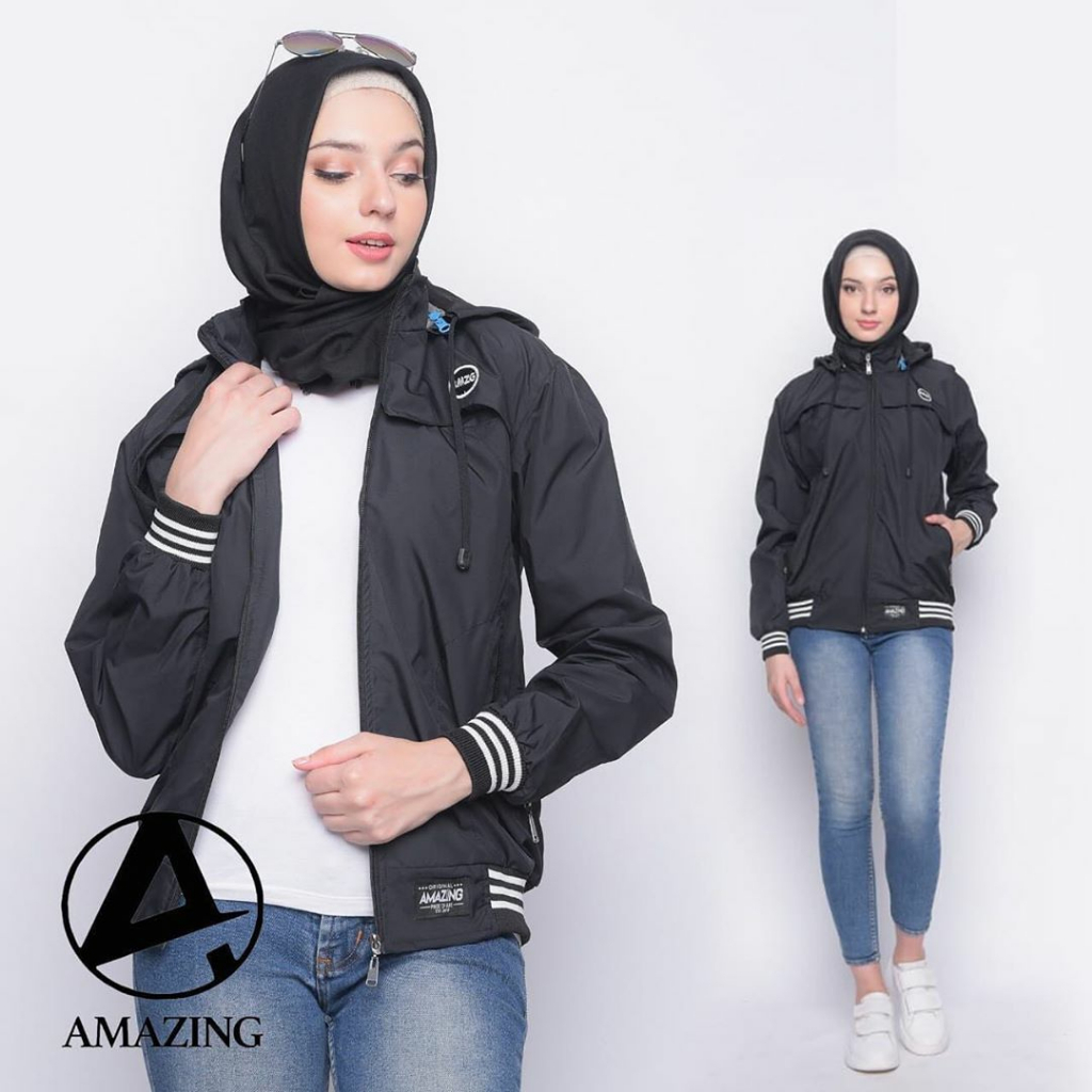 Justrue Jaket Wanita Polos Hitam