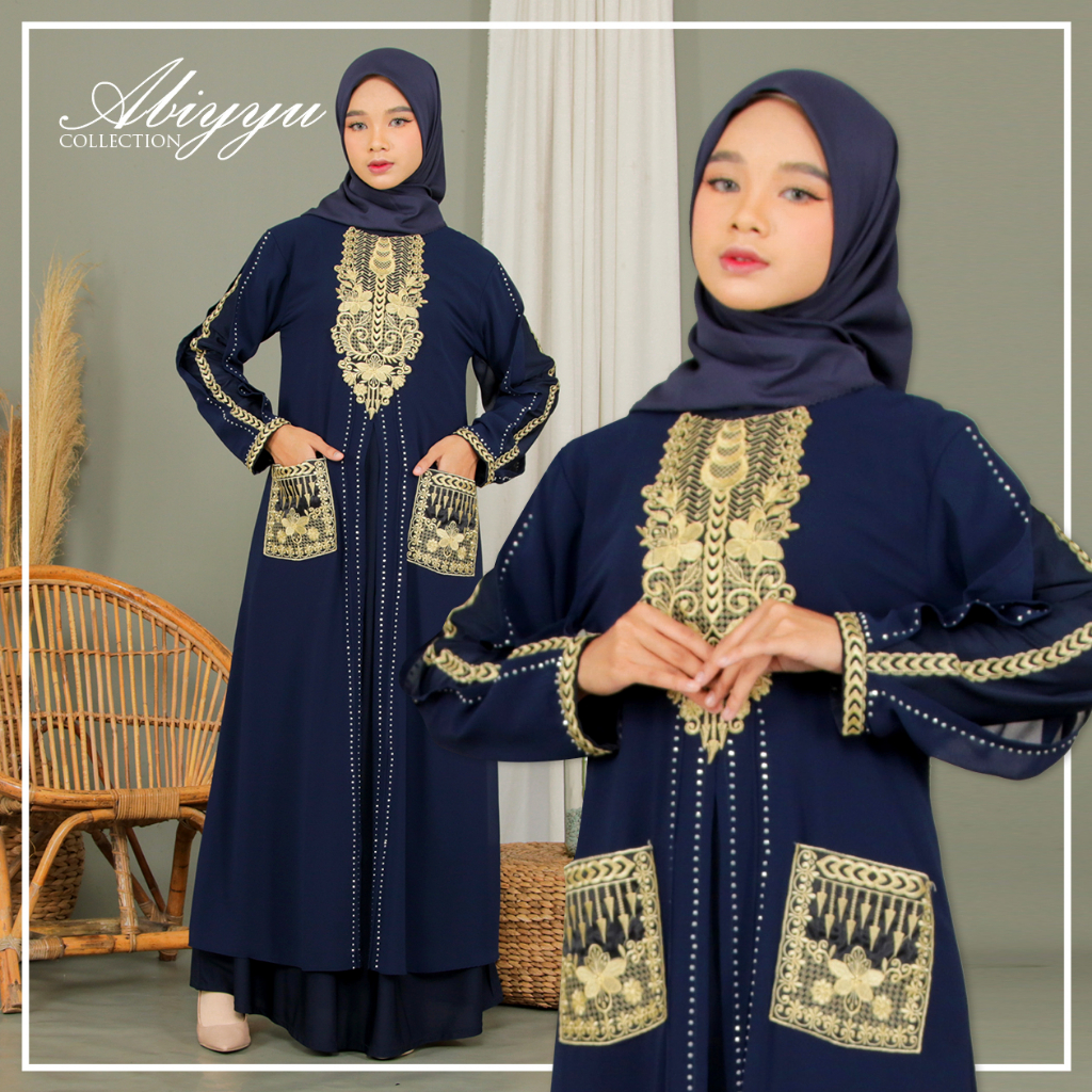 Gamis Abaya Turki Terbaru 2023 Turkey Mewah Elegan Turkiy Hitam dan Warna | Abiyyuco TA9023