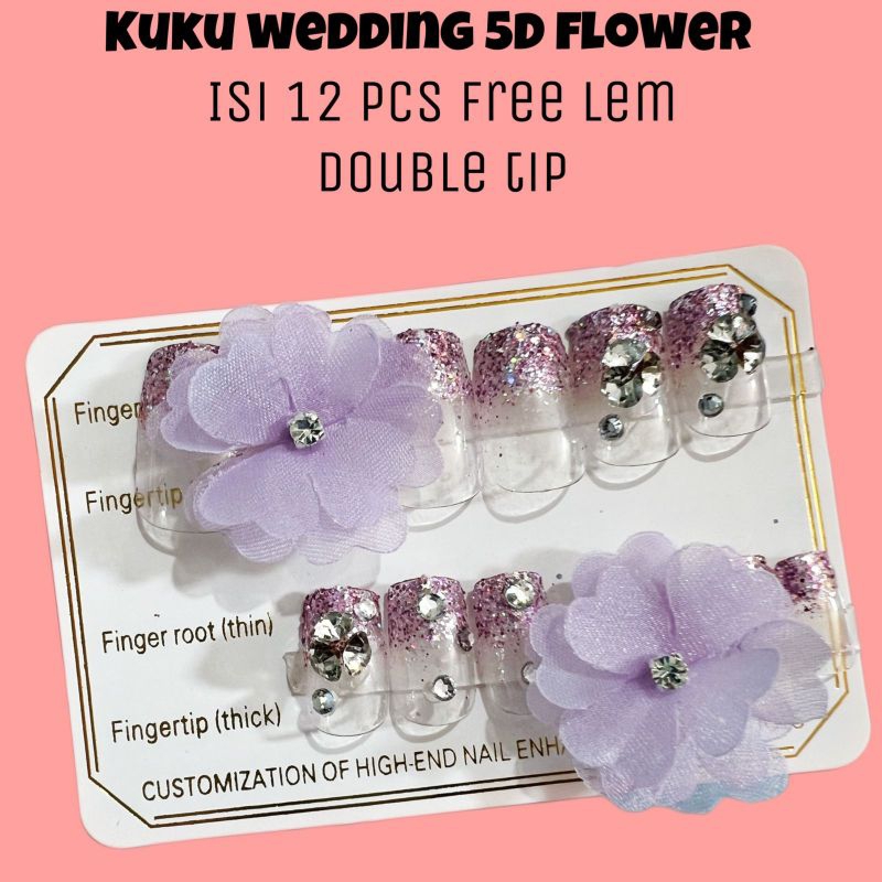 12 PCS KUKU WEDDING 5D FLOWER / NAIL ART FREE LEM