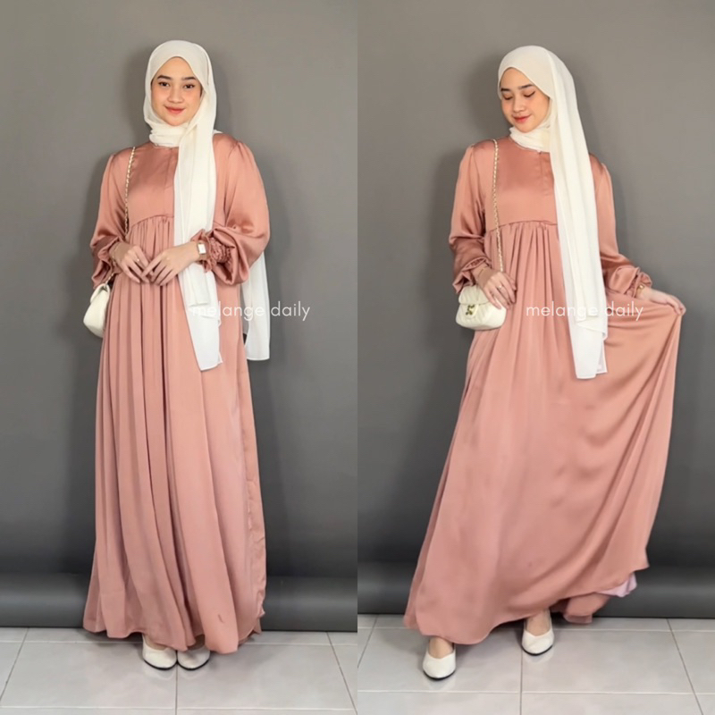 ELISHA DRESS Gamis Lebaran Muslimah Elegan – Ceruty Babydoll Premium – Busui & Wudhu Friendly