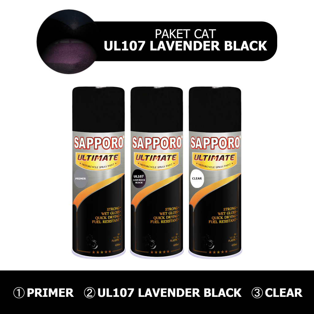 Paket Cat UL107 Lavender Black / SAPPORO ULTIMATE / Cat Semprot