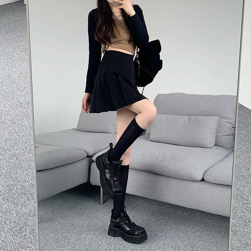 YIU YIU Rajut - Korean Style Women Mini Skirt Pleated Plain Rok Pendek Polos Model Lipat Tennis Skirt Rok Mini With Inner Pants