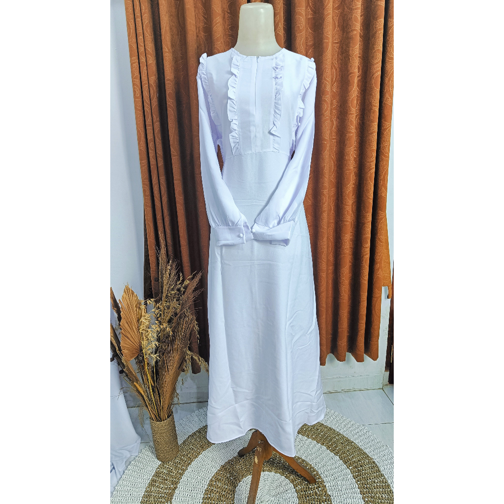 Others PROMO Baju Gamis terbaru putih polos wanita Big size M-L-XL-2XL-3XL/gamis kondangan simple kekinian/ dress muslim Busui friendly best seller / gamis syar'i casual murah fashion muslim 2023/Shafa dress remaja elegan