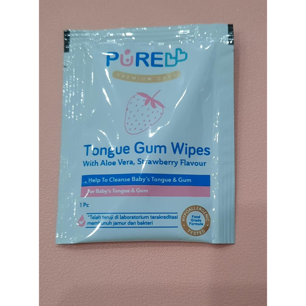 PURE BB TONGUE GUM WIPES ORIGINAL STRAWBEERY SACHET PEMBERSIH GUSI DAN LIDAH BAYI