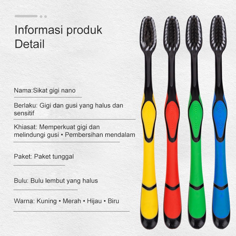Bambu arang nano rambut halus sikat gigi bulu lembut 4 warna hadiah acak
