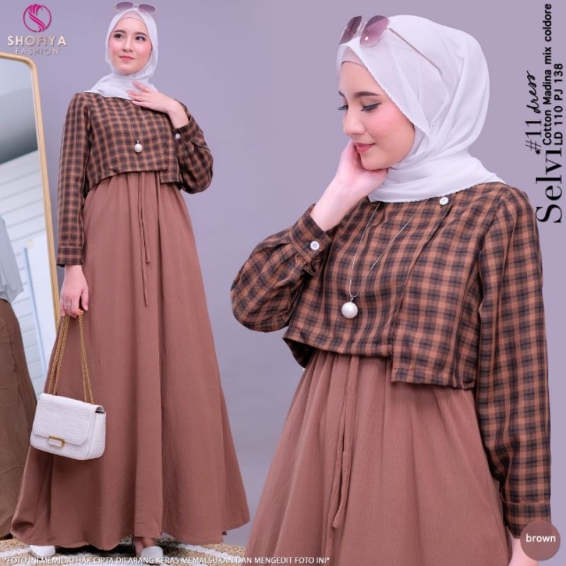 SELVI #11 DRESS MOTIF KOTAK KOTAK SIZE JUMBO By Shofiya