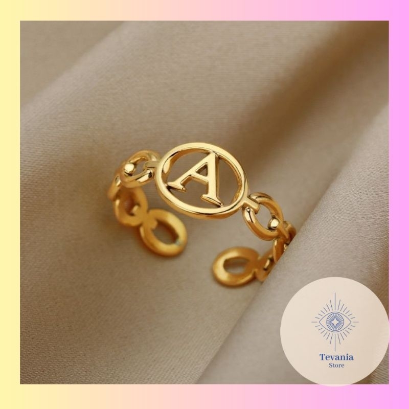 cincin custom inisial ukir nama lapis emas titanium