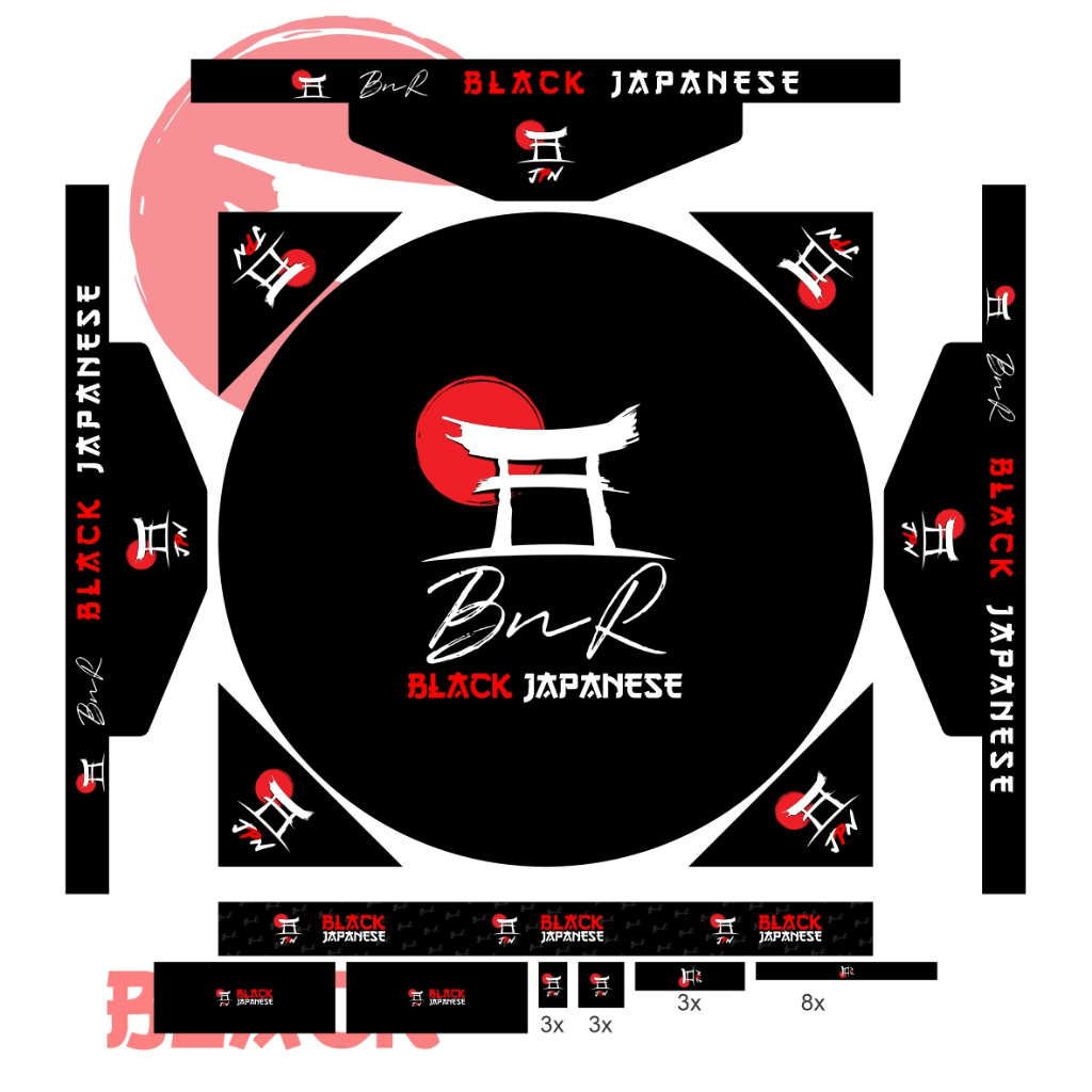 Stiker Sangkar Murai Japanese Red Moon - Black