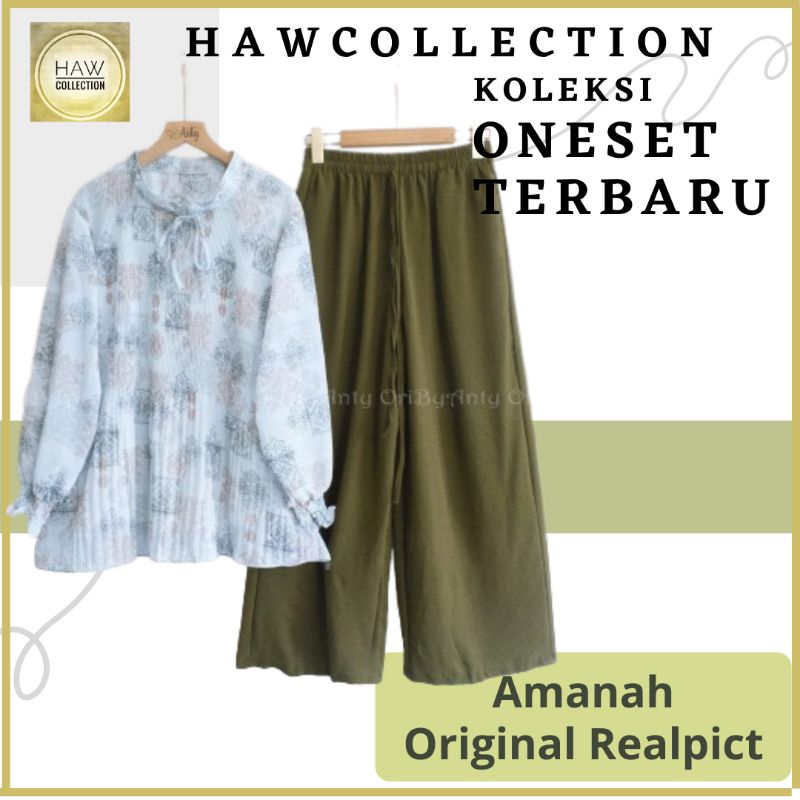 READY STOCK // SETELAN BLOUSE CERUTY DAN CELANA KULOT WANITA LIVI SET BY ANTY'S ONESET ATASAN DAN BA