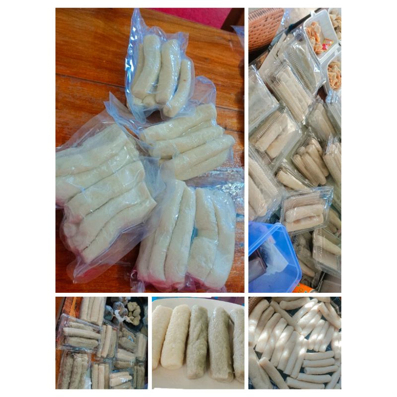 

Pempek Lenjeran Paketan Murah Frozen / Vacum isi 5 lenjer mix (lenjer kakap super, lenjer sarden super) Pempek Cek heppy