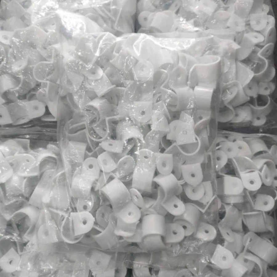 Klem pipa conduit 20mm Klem Pipa Listrik 20 mm klem PVC conduit konduit Polos Putih
