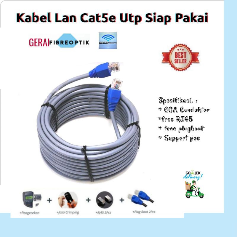 Kabel LAN UTP Cat5e  15 Meter Siap pakai