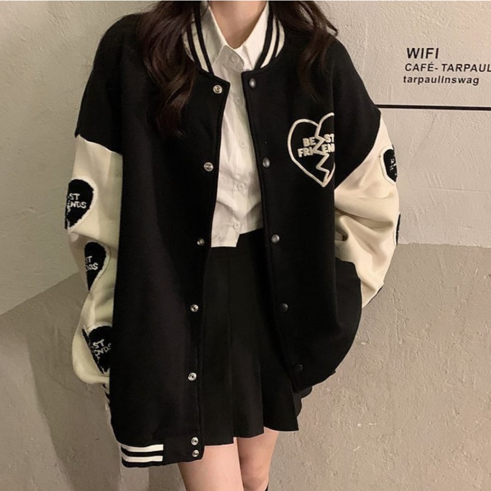 BEST FRIEND JAKET BASEBALL VARSITY WANITA | VARSITY JAKET | JAKET WANITA KOREAN