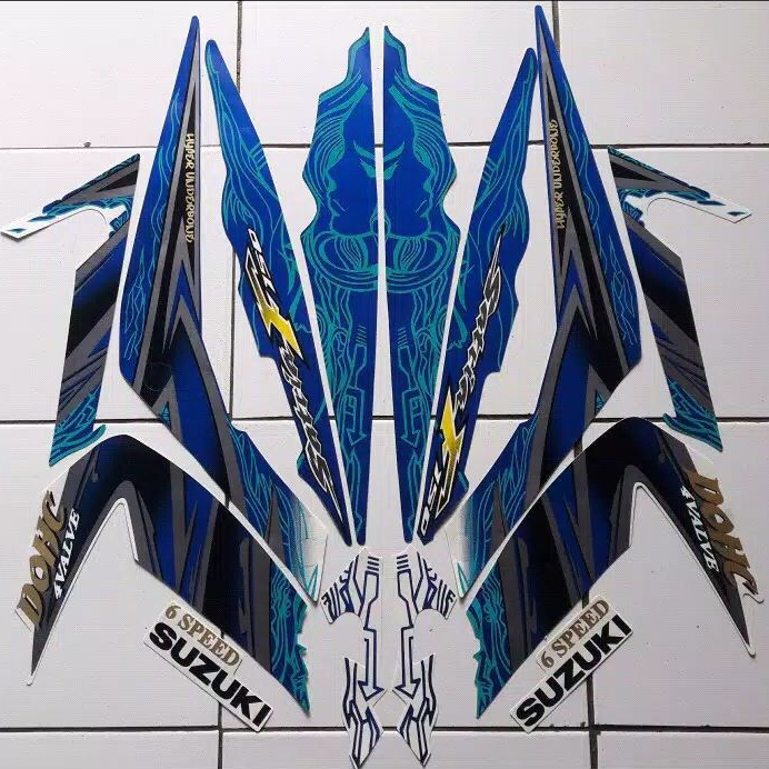 striping stiker satria fu 2011 barong biru putih full bodi