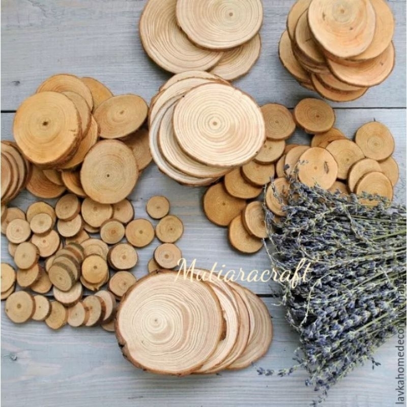 OBRAL Wood Slice 2-5 cm Wood slice 3-5 cm slices chips potongan kayu log wooden craft dekorasi | wood slice | wooden slice | potongan kayu bulat | dekorasi kayu WOOD SLICE DIAMETER KECIL ANEKA SIZE | POTONGAN KAYU HIAS MAHAR LAMARAN NIKAH ENGAGEMENT