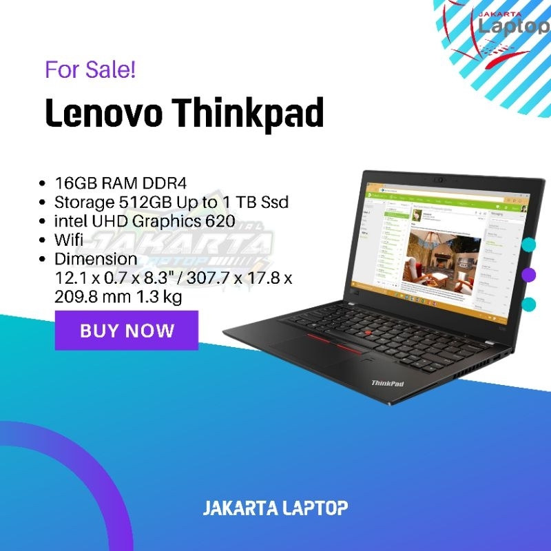 Lenovo Thinkpad Touchscreen X280 | Core i5 | Ram 16Gb | Ssd 512Gb Nvme | Mulus Murha Bergaransi