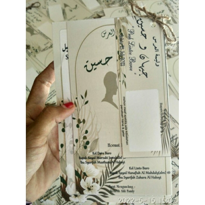 undangan pernikahan hang tag tali rami unik arab islami