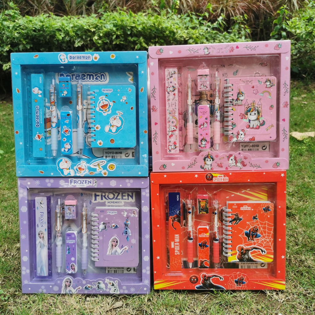

￼ STUDY SET STATIONERY PENSIL SET PAKET ALAT TULIS SEKOLAH Karakter / ￼Paket alat Tulis + kotakpensil / Souvenir Ulang Tahun ATK Set Anak karakter