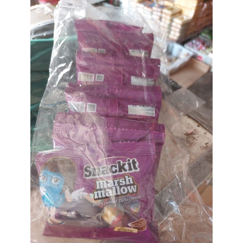 Snackit Marshmallow Snack Lembut Cocol Cokelat Choco Dip Rentengan Rencengan Isi 10 Sachet Pcs 60 Gr