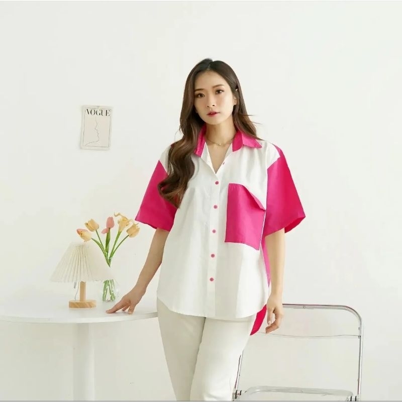 ALEYA TOPS kemeja katun wanita tangan pendek