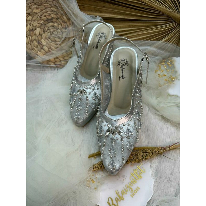 Sepatu wedding Cantik Viola silver 9cm tahu