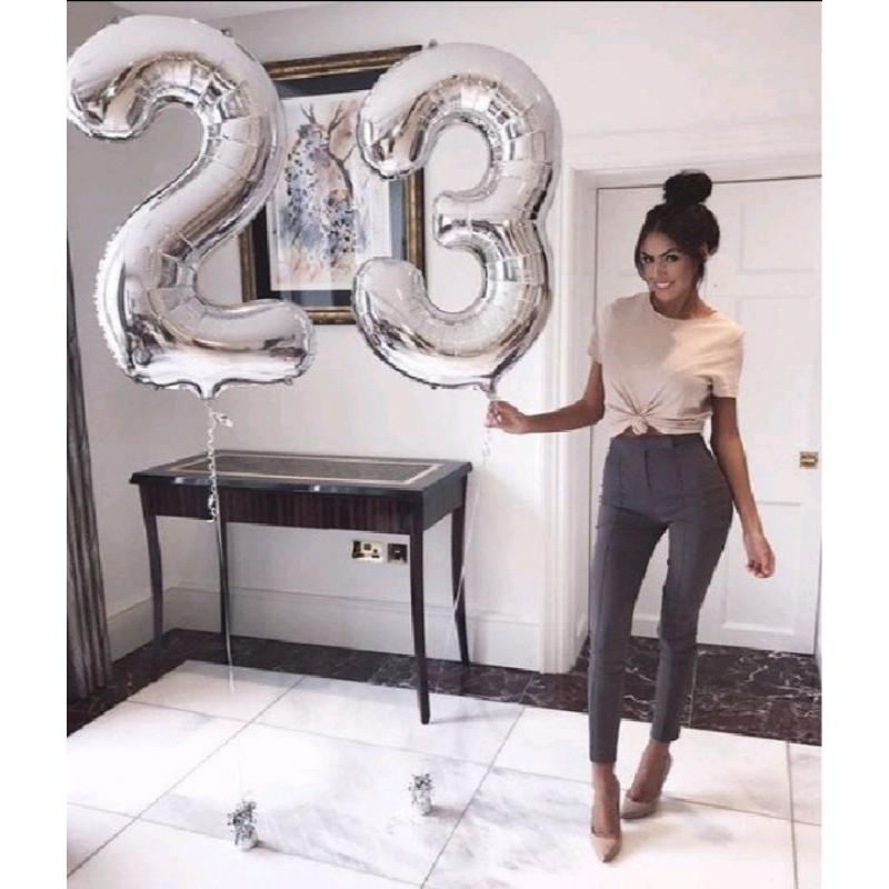 Balon Foil Angka Jumbo Silver / Balon Foil Angka Silver 80cm