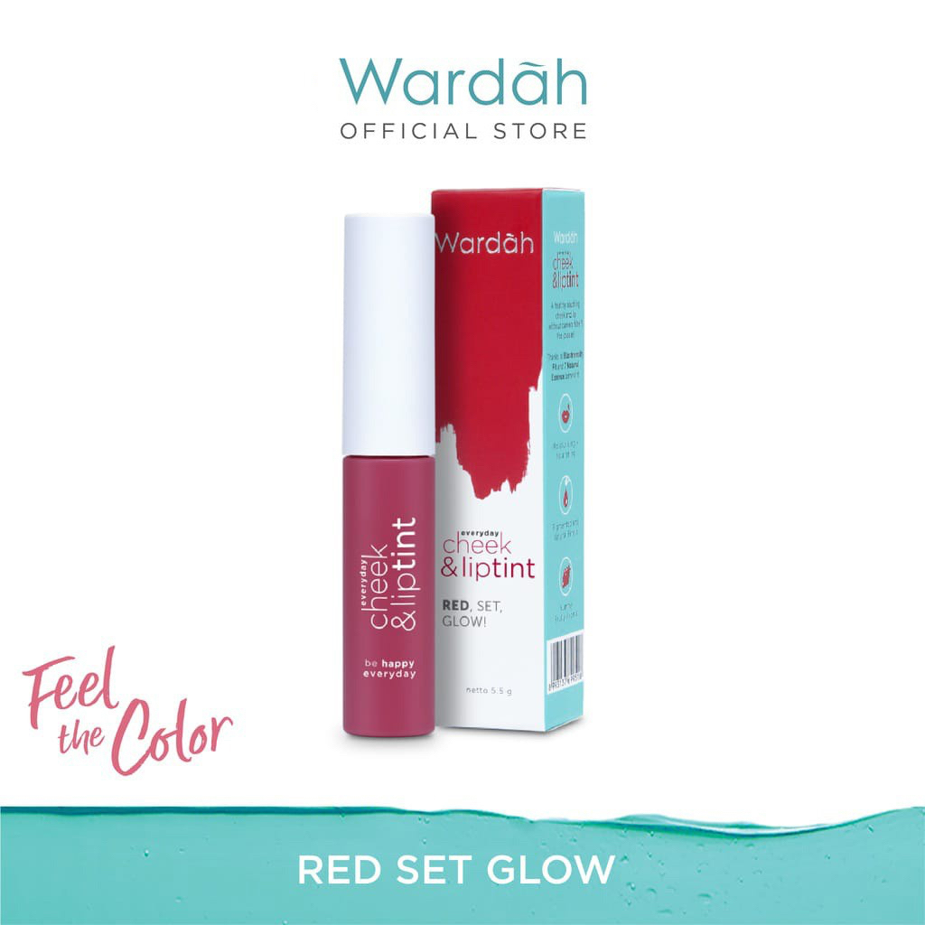 WARDAH Everyday Cheek &amp; Lip Tint Indonesia / 5.5g / Be Happy Everyday / Moisturising Nourishing Pigmented And Natural Finish Yummy Fruity Aroma / Quick Set Vit C / 01 Red Set Glow 02 My Baerry 03 Pink On Point / Cosmetic Makeup Lips Make Up Lipstick Lips