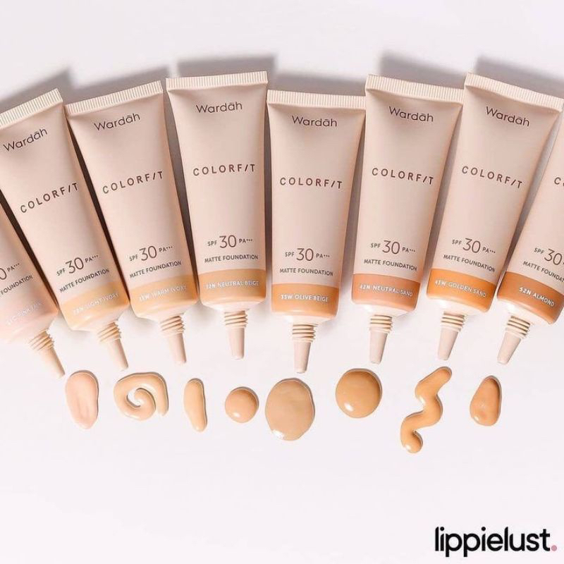 WARDAH Colorfit Matte Foundation Indonesia / Liquid Foundation 25ml / With SkinMatch Technology And Matte Micropowder SPF 30 PA+++ / Covers Imperfections Oil Control Transfer Resistant/ Pink Ivory Neutral Beige Sand Almond / Cosmetic Makeup Face Make Up