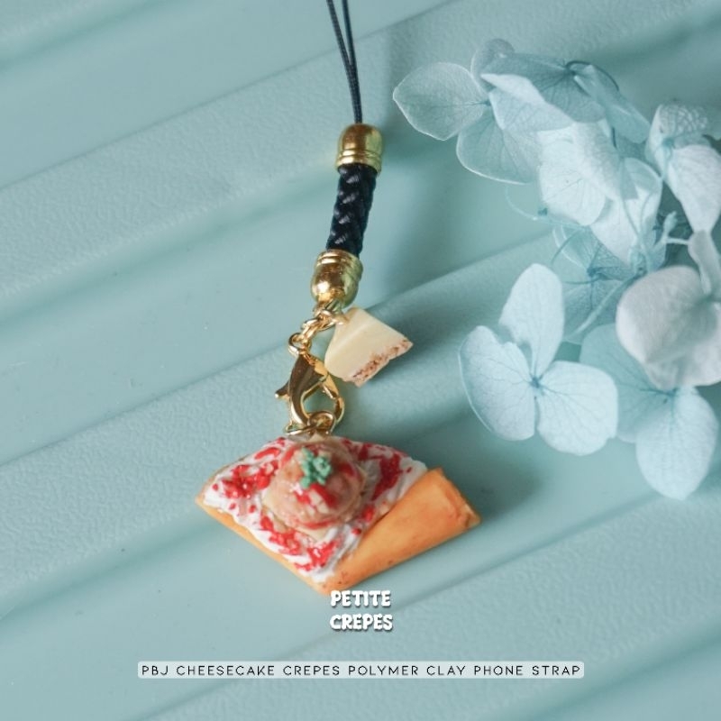 PBJ cheesecake crepes polymer clay - gantungan hp / gantungan gadget/ gantungan tas peanut butter je