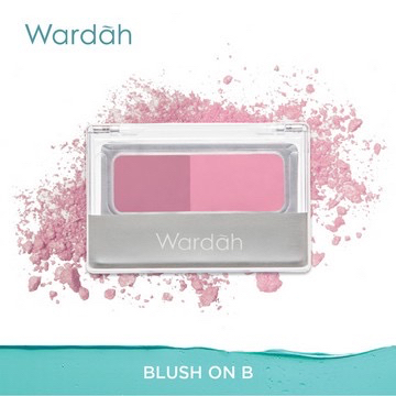 WARDAH Blush On Indonesia / 4g / 2 Warna Pigmented Intense Natural / Pewarna Perona Pipi Blushon Blusher Blushing / Microcoated Particle / Tahan Lama Long Lasting Pigmented Glowing / Aplicator Mirror / Shade A B C D / Cosmetic Makeup Face Make Up Series