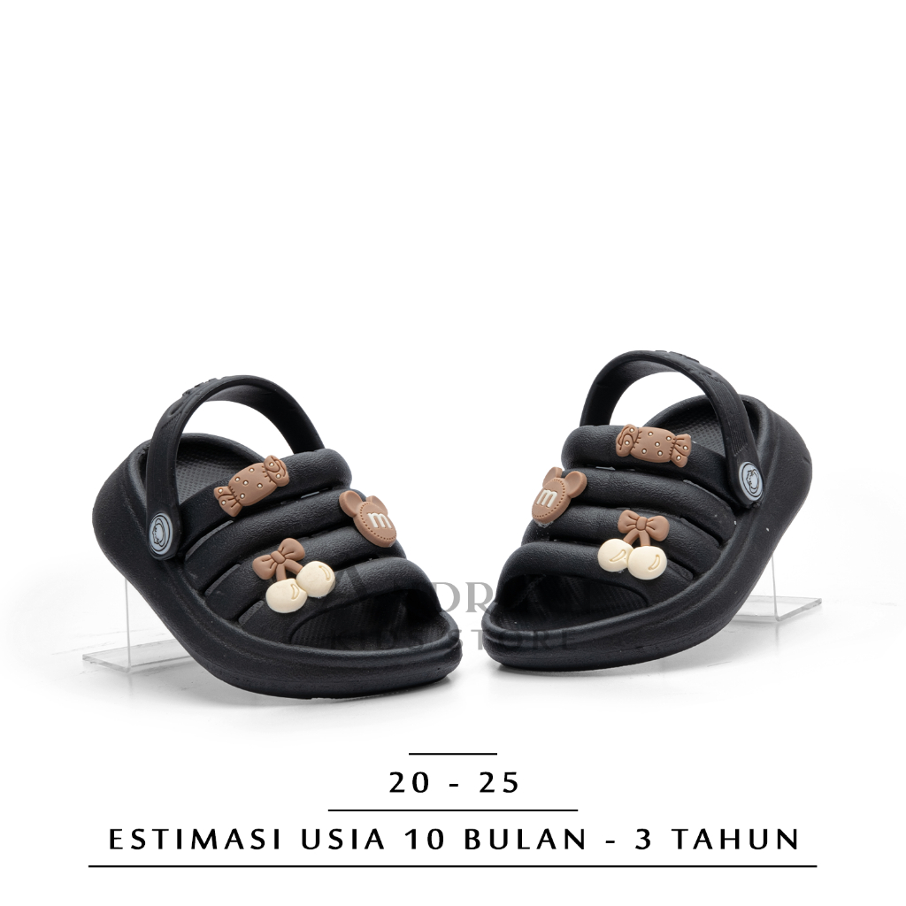 Irsoe - New Sandal anak perempuan baby girl model selop garis tali belakang berkarakter 1 - 3 tahun