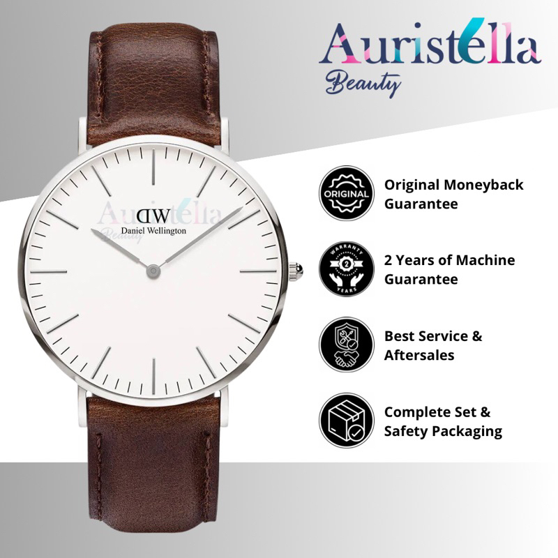 JAM TANGAN DANIEL WELLINGTON CLASSIC BRISTOL WHITE SILVER 40MM DW ORIGINAL
