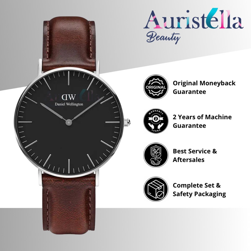 JAM TANGAN DANIEL WELLINGTON CLASSIC BRISTOL BLACK SILVER 36MM DW ORIGINAL