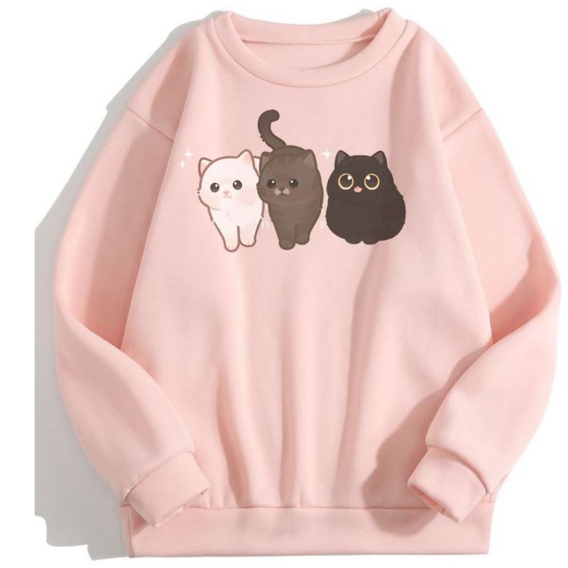 cat crewneck cat sweteer cat sweater sweatshirt sweater kucing