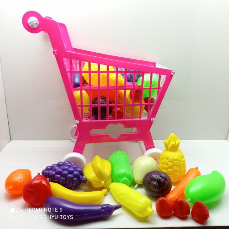 MAINAN TROLY MASAKAN & SAYUR/BUAH SET  MAINAN TROLI SUPERMARKET TROLI BELANJA JUMBO MAINAN ANAK PERE