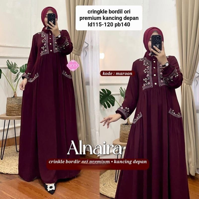 [COD] Alnaira Dress gamis cringkle bordil GAMIS BEST SELLER