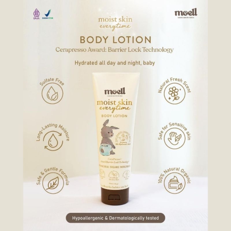 Moell Moist Skin Everytime 185gr/ Body Lotion Bayi / Natural Organic / lotion Pelmbab