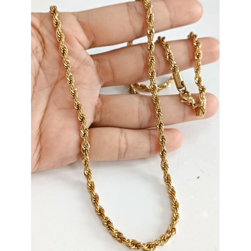 Kalung Rantai Titanium 60cm gold K04087