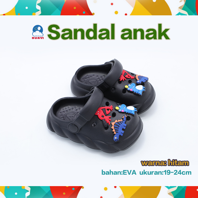 MODEL 710L  baru barang Sandal anak laki-laki sama baby hadiah ulang tahun bahan EVA crocs anak no19-24 putih pucat warna krem hitam biru laut pink hijau Pengembalian gratis