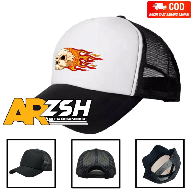 Topi Trucker Jaring Skeleton/Topi Jaring Pria Wanita/Topi Jaring Dewasa