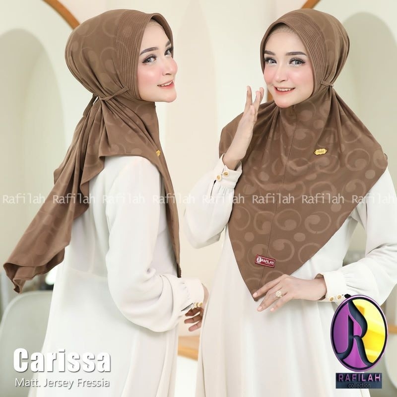 CARISSA Rafilah Hijab Collection Jersey Fressia Embos Timbul Bergo Pad instan Jilbab Tali Kerudung O