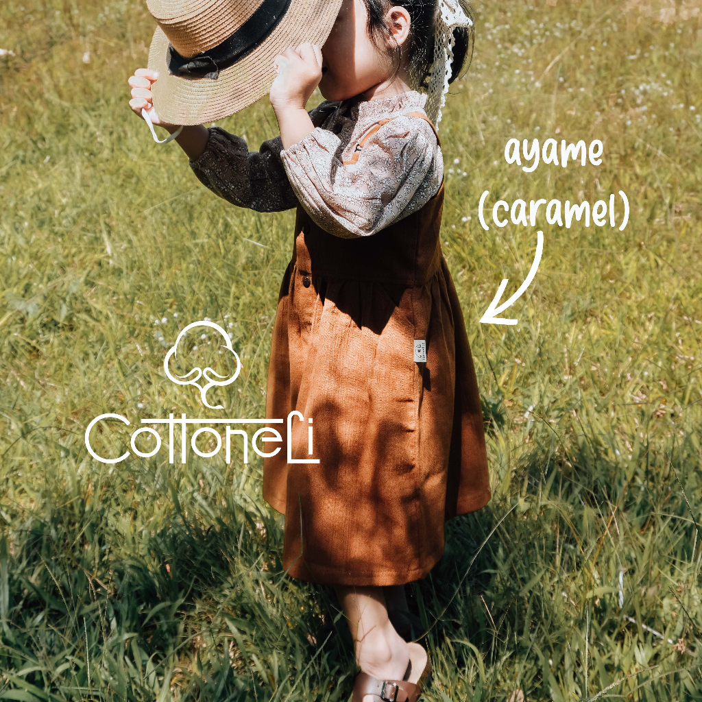 AYAME - COTTONELI Overall Pinafore Anak Rok Dress Linen